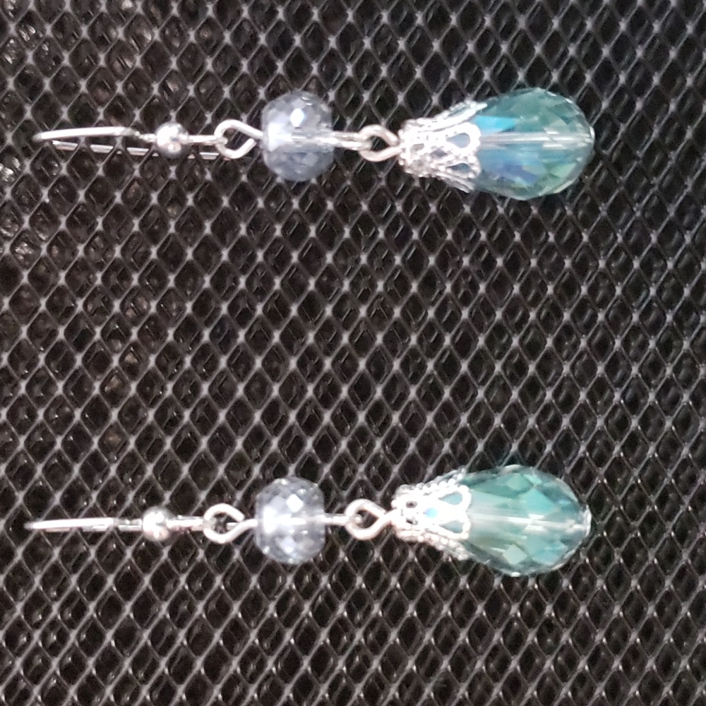 3/$20 | Iridescent aqua teardrop earrings - Picture 2 of 6